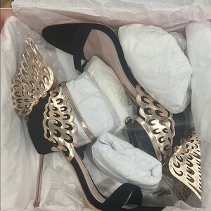 Elegant Gold Winged Women's Heels